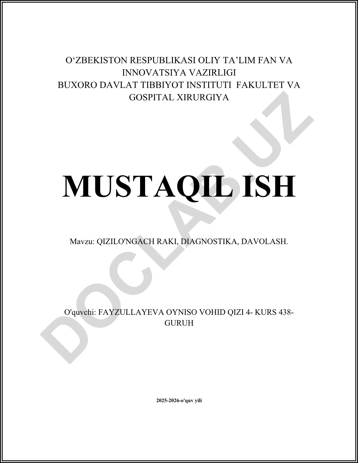 Qizilo'ngach raki, diagnostika, davolash