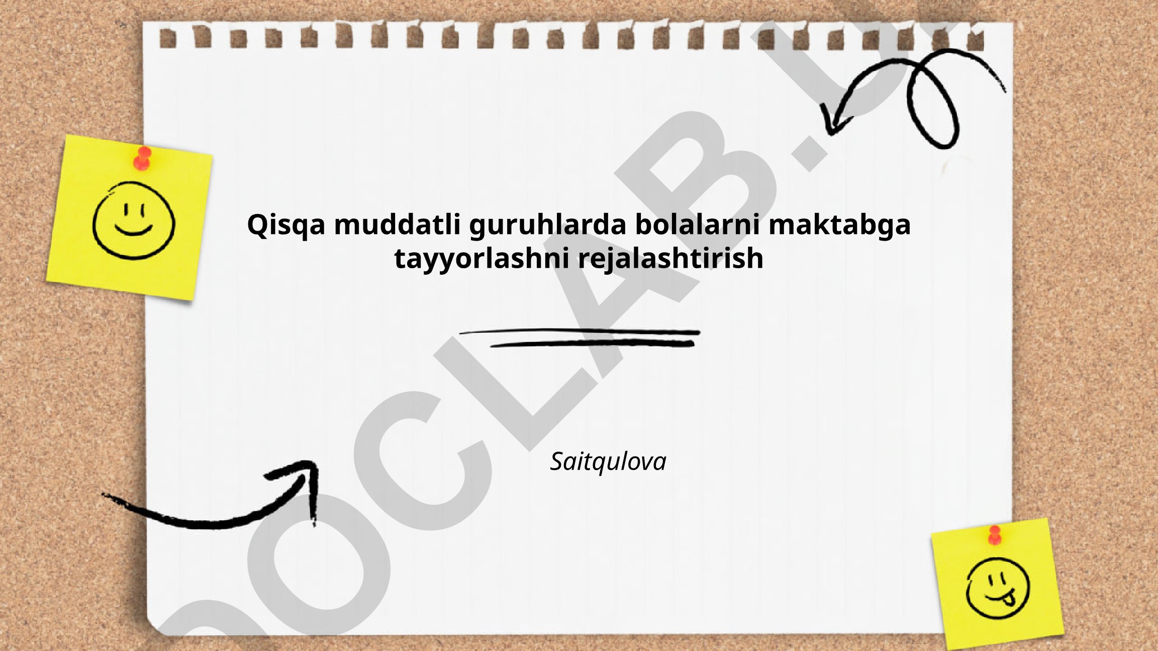 Qisqa muddatli guruhlarda bolalarni maktabga tayyorlashni rejalashtirish