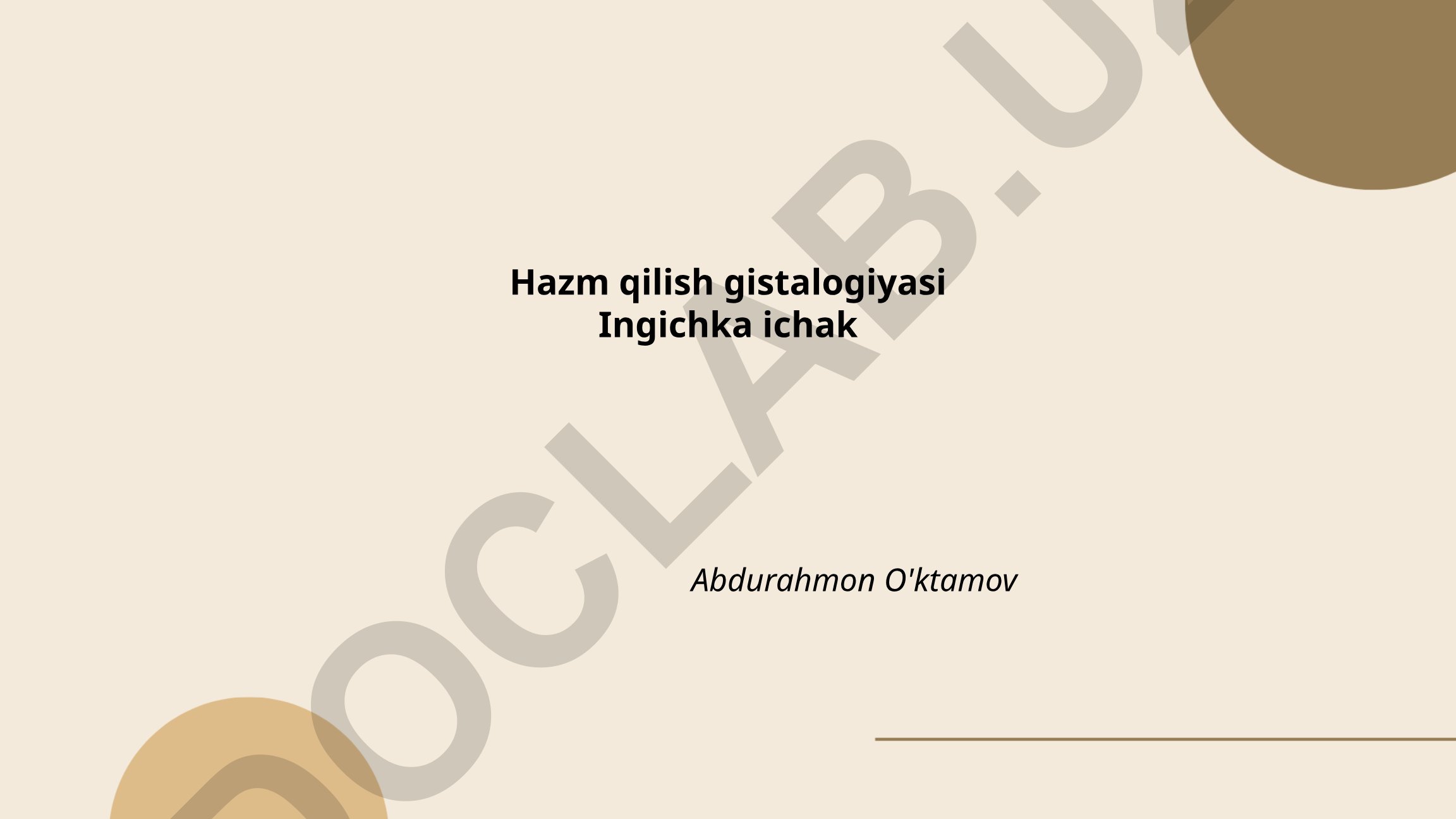 Ingichka ichakning anatomiyasi va hazm qilish gistalogiyasi