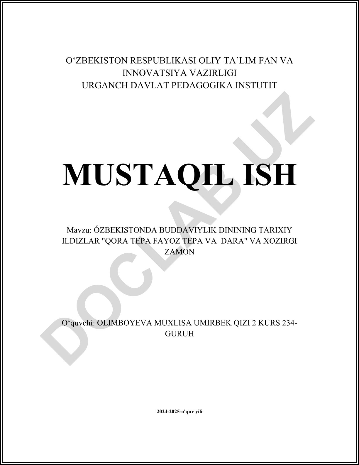 O'zbekistonda buddaviylik dinining tarixiy ildizlari