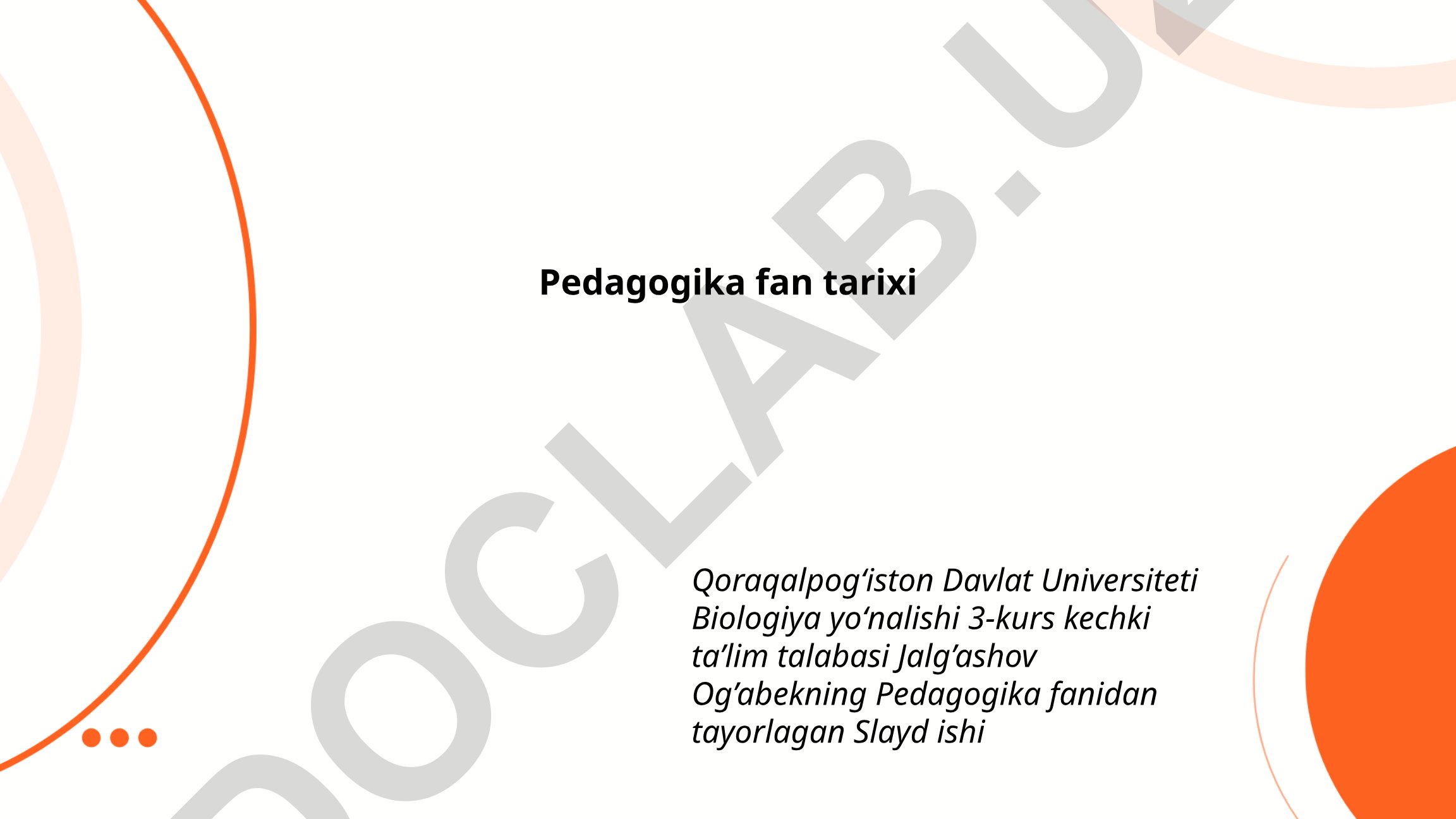 Pedagogika fan tarixi