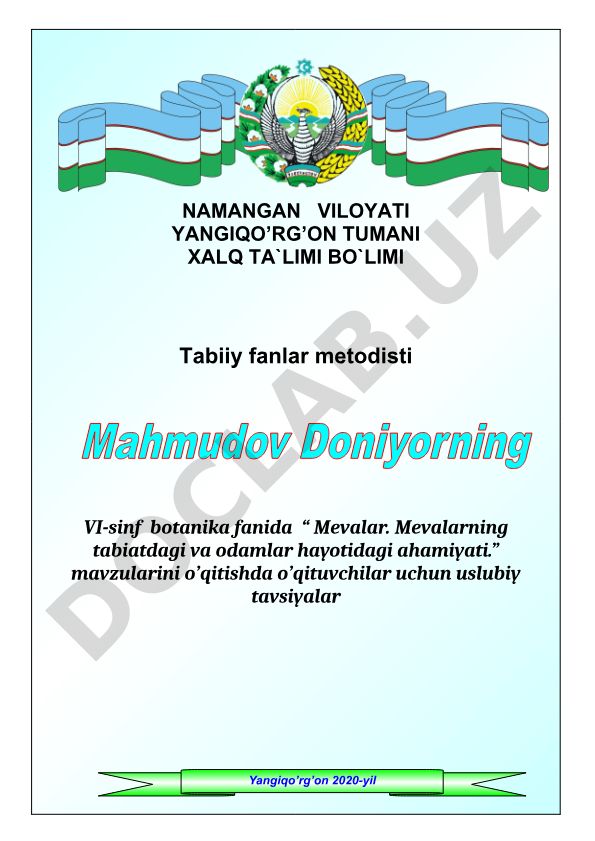 Mevalar va ularning tabiatdagi va odamlar hayotidagi ahamiyati