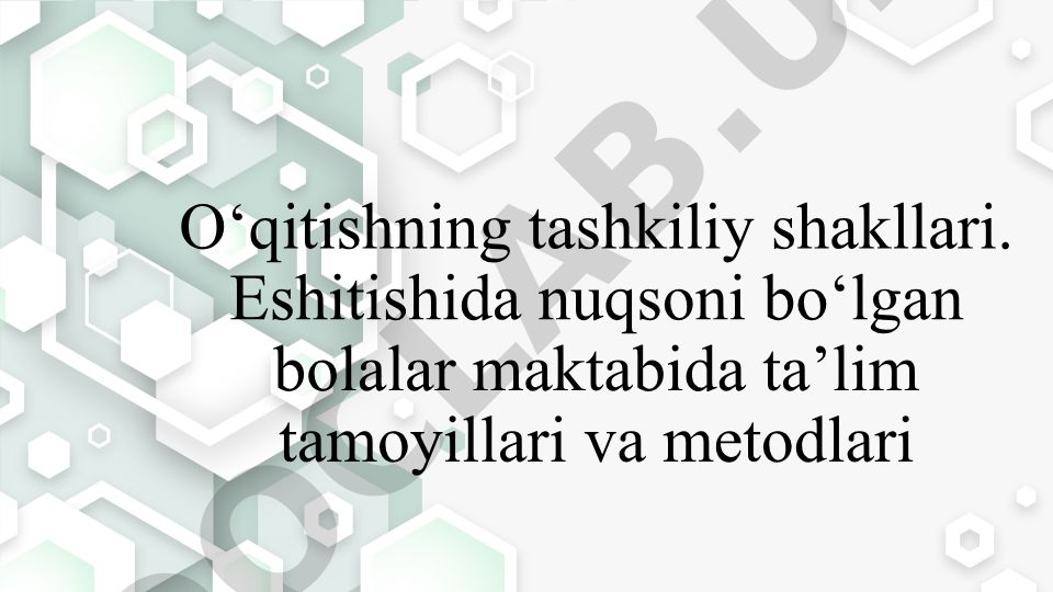 Eshitishida nuqsoni bo‘lgan bolalar maktabida ta’lim tamoyillari va metodlari