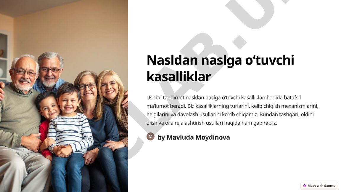 Nasldan naslga oʻtuvchi kasalliklar