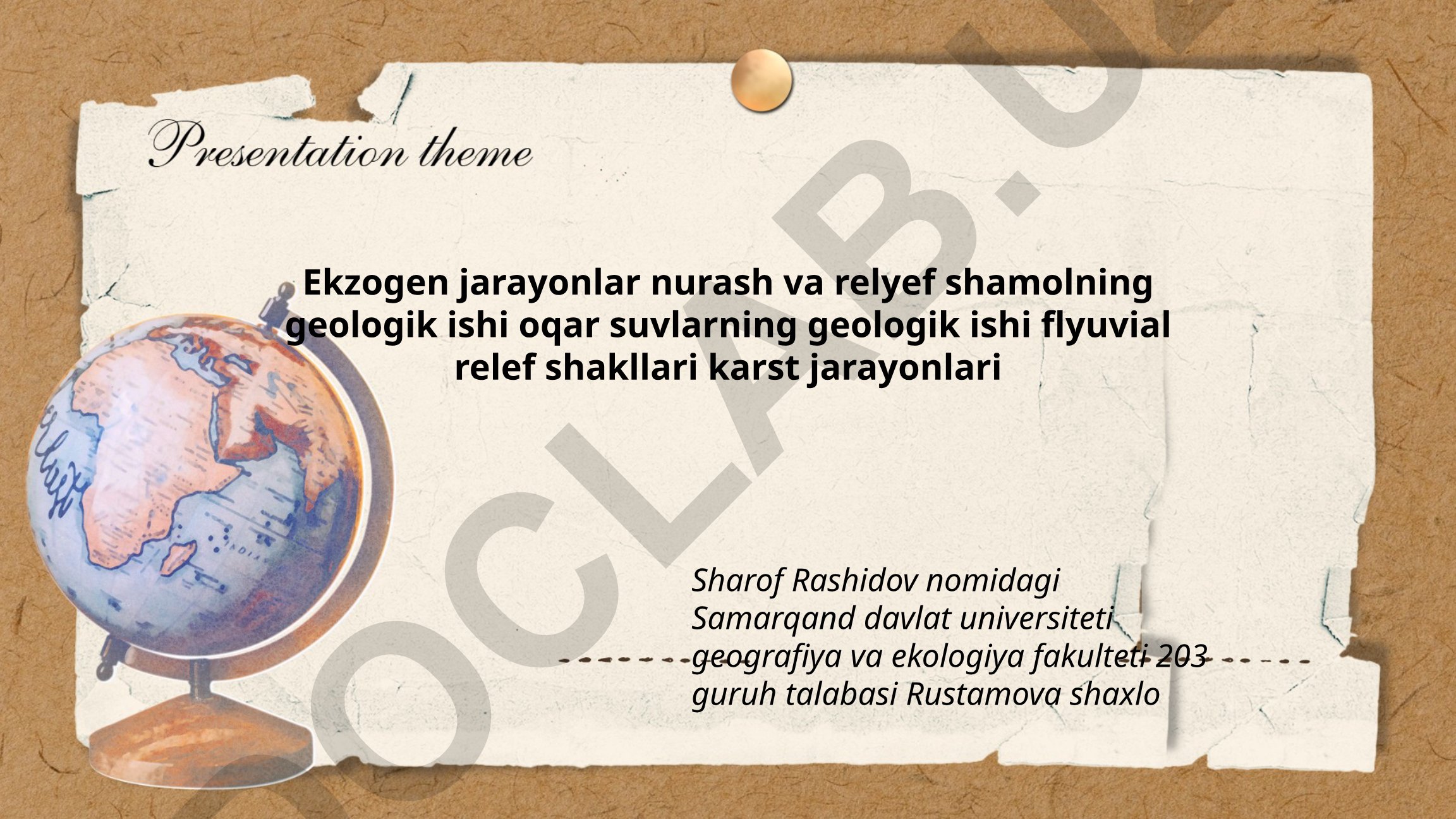 Ekzogen jarayonlar va relyef shakllanishi