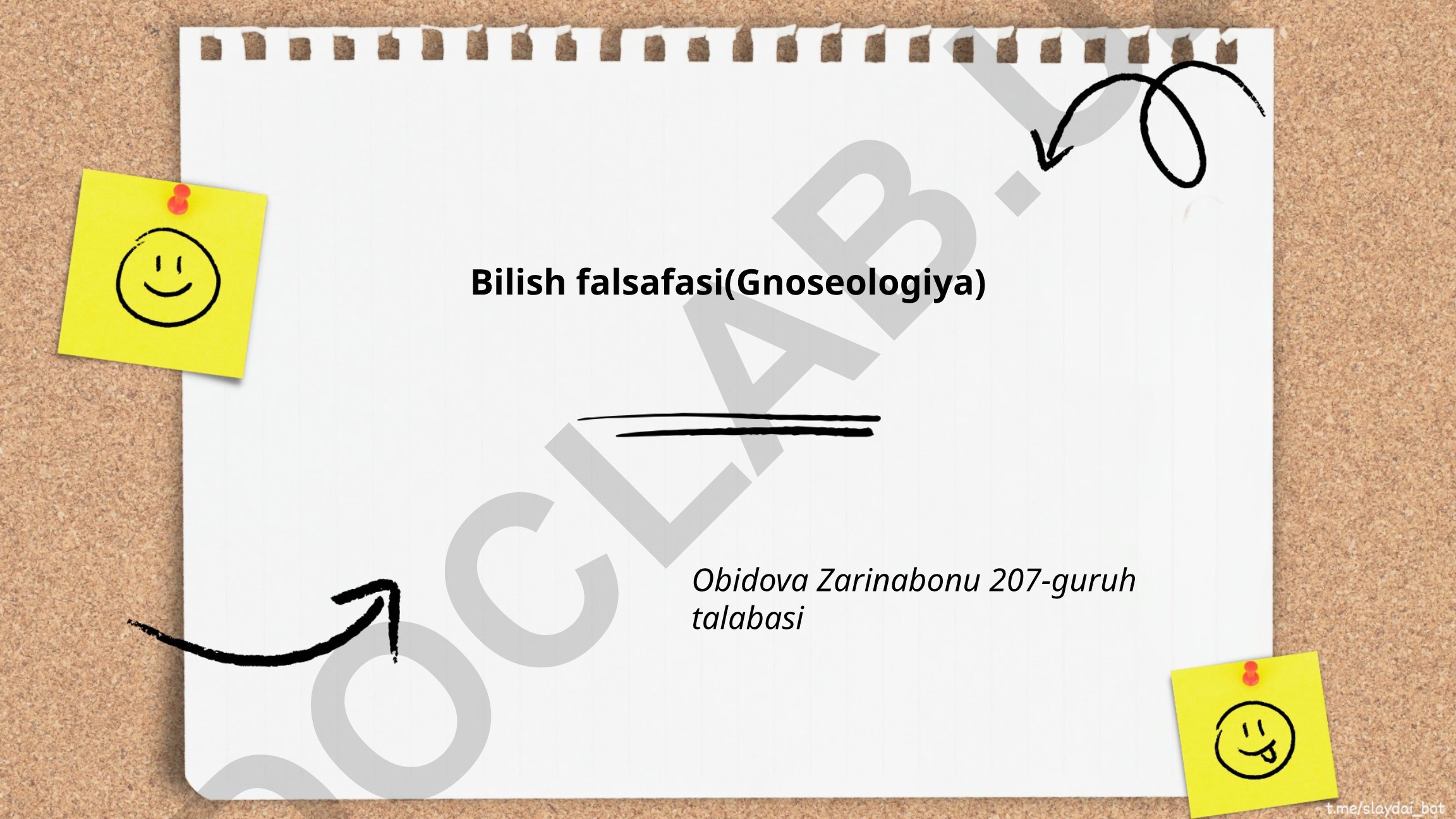 Bilish falsafasi (Gnoseologiya)