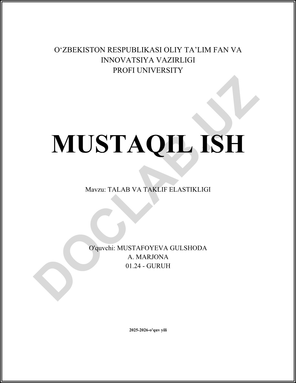 Talab va taklif elastikligi