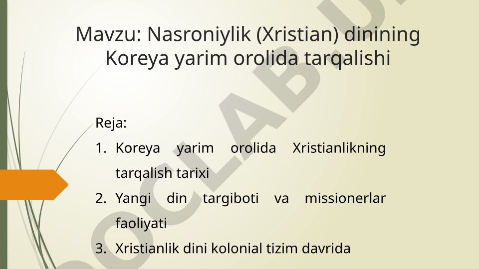 Nasroniylik (Xristian) dinining Koreya yarim orolida tarqalishi