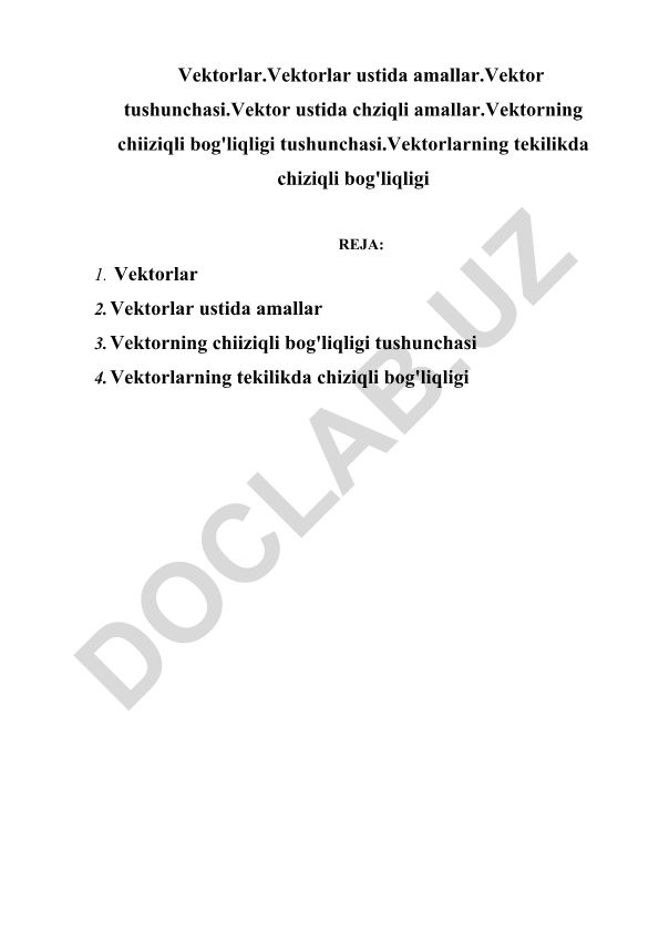 Vektorlar va ular ustidagi amallar