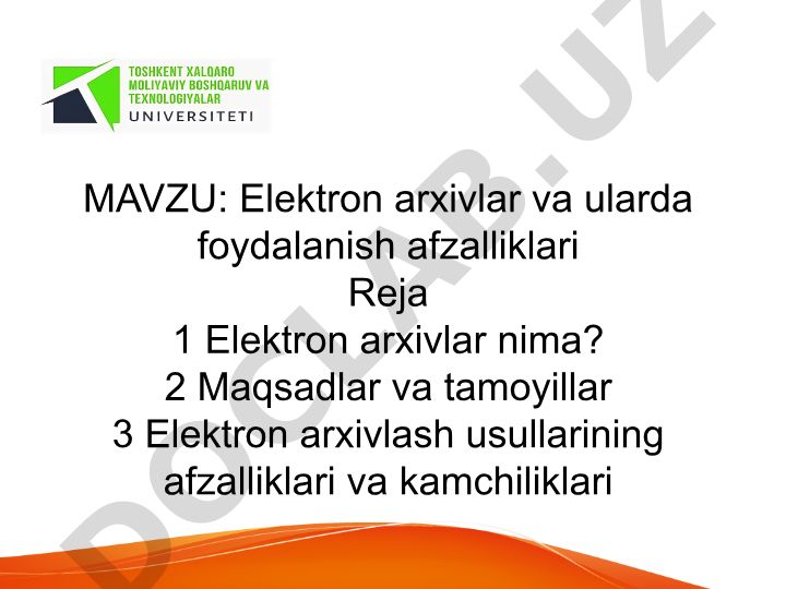Elektron arxivlar va ularda foydalanish afzalliklari