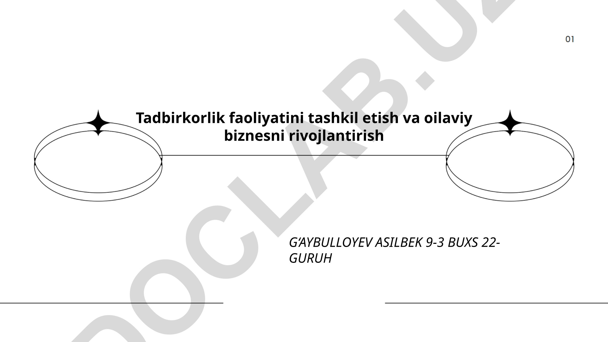 Tadbirkorlik faoliyatini tashkil etish va oilaviy biznesni rivojlantirish