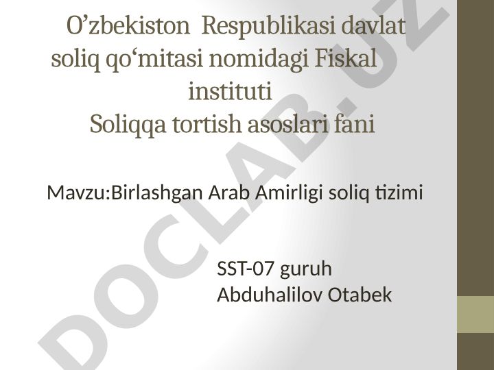 Birlashgan Arab Amirligi soliq tizimi