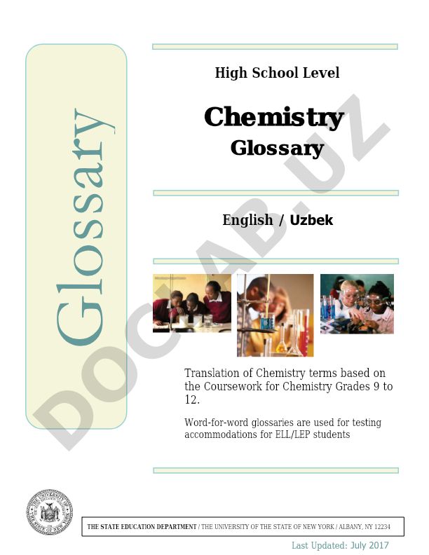 Chemistry Glossary English-Uzbek Translation for High School