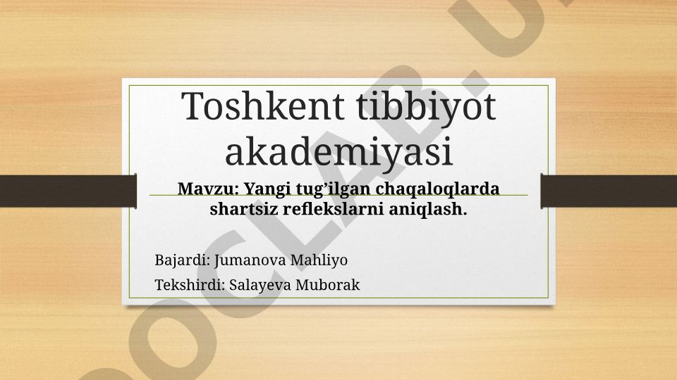 Yangi tug’ilgan chaqaloqlarda shartsiz reflekslarni aniqlash