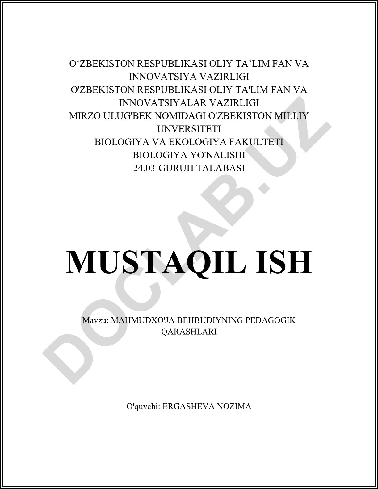 Mahmudxo'ja Behbudiyni pedagogik qarashlari