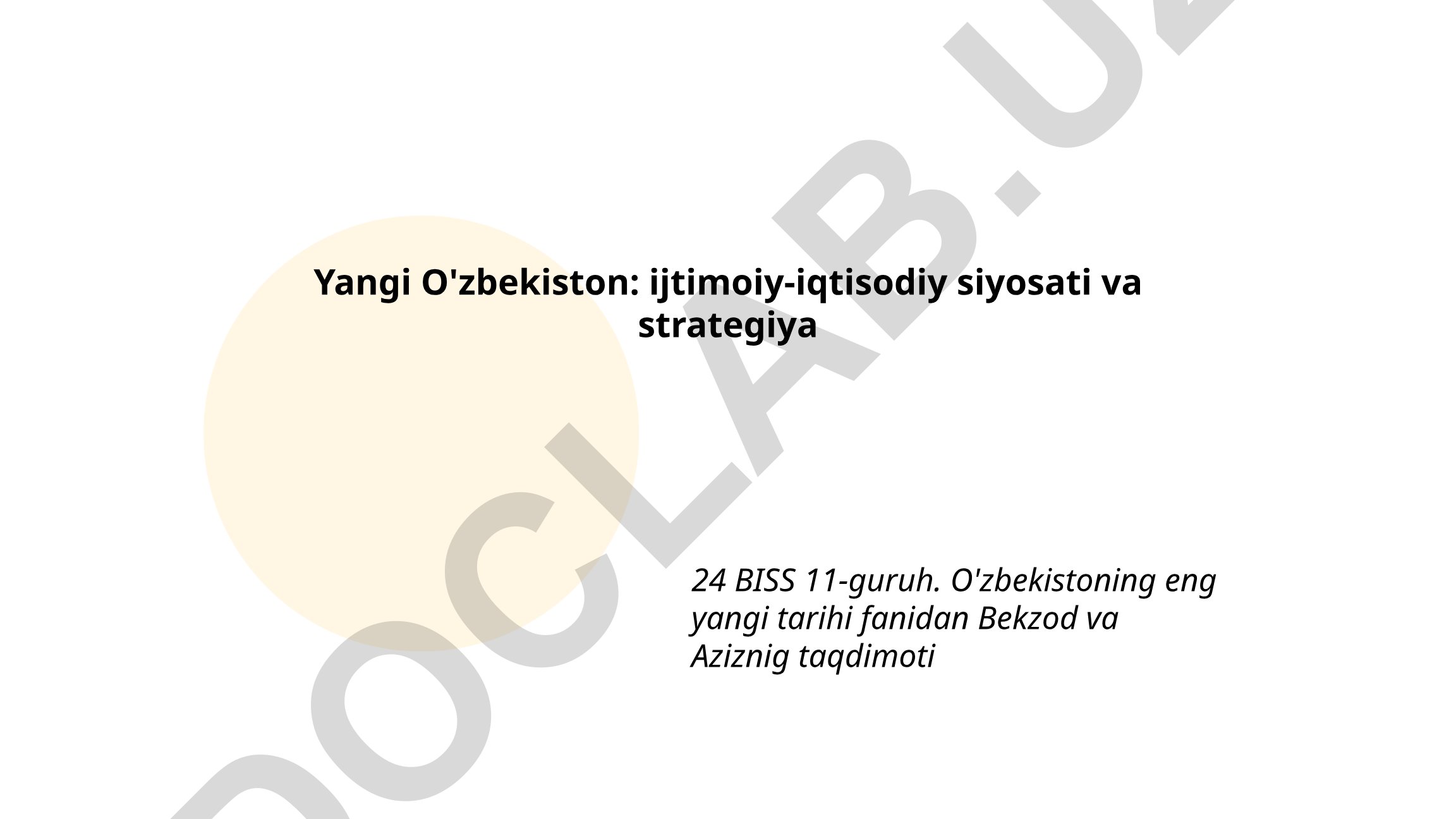 Yangi O'zbekistonning ijtimoiy-iqtisodiy siyosati va strategiyasi