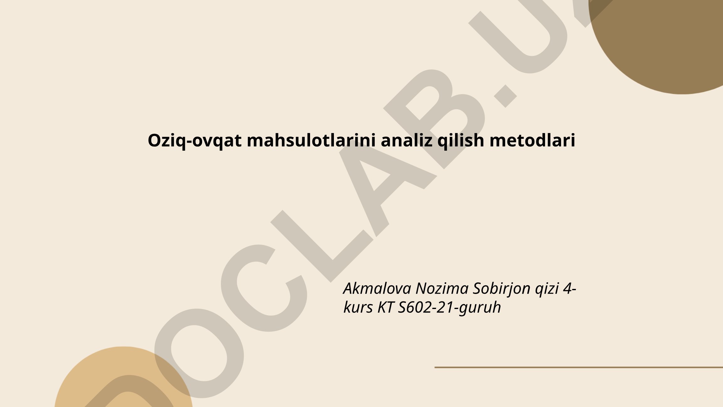 Oziq-ovqat mahsulotlarini analiz qilish metodlari