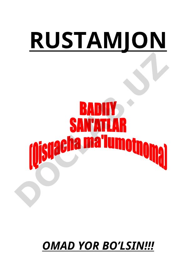Badiiy san'atlar: allegoriya, anafora, alliteratsiya va boshqa adabiy usullar