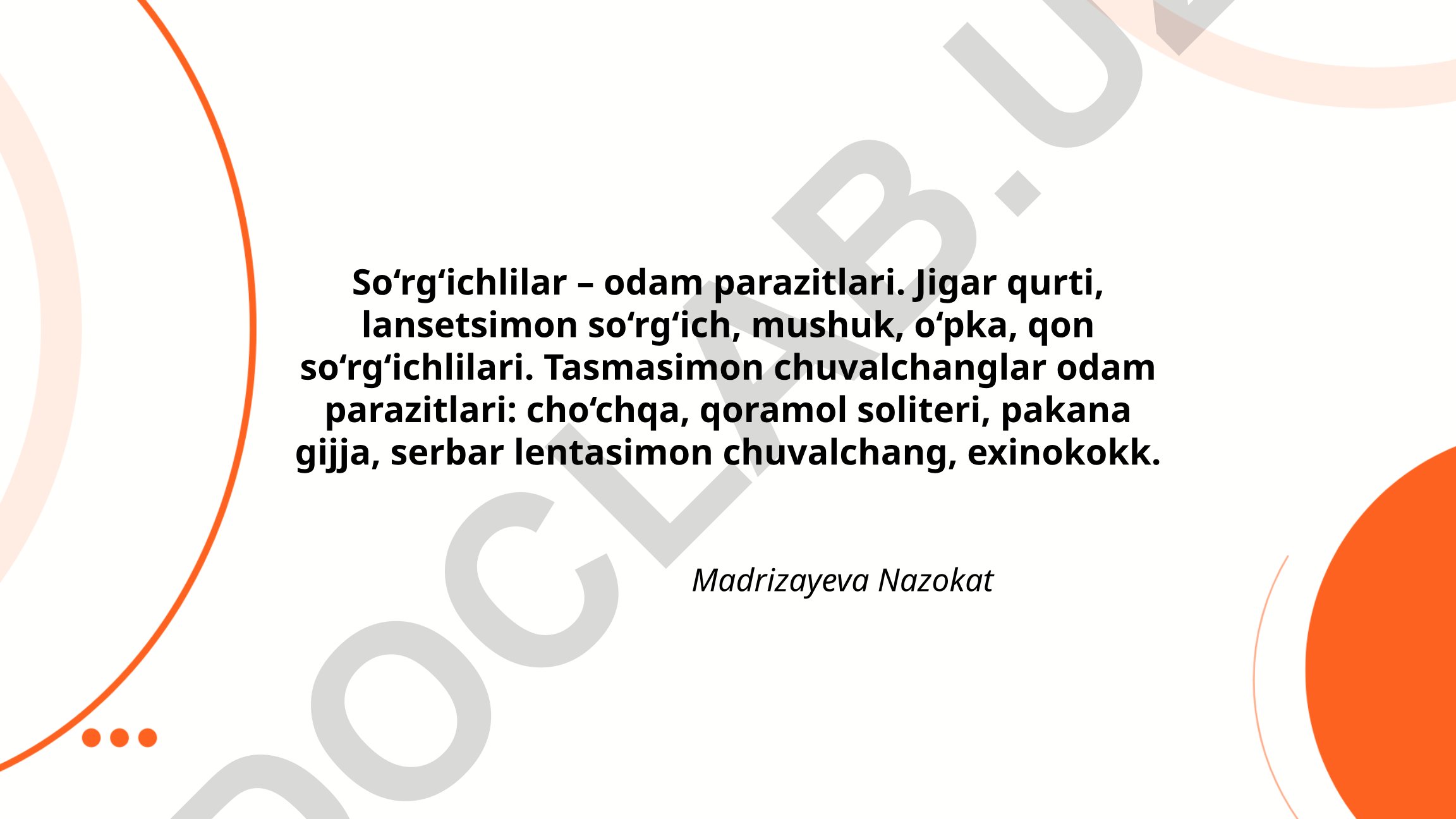 So‘rg‘ichlilar – odam parazitlari