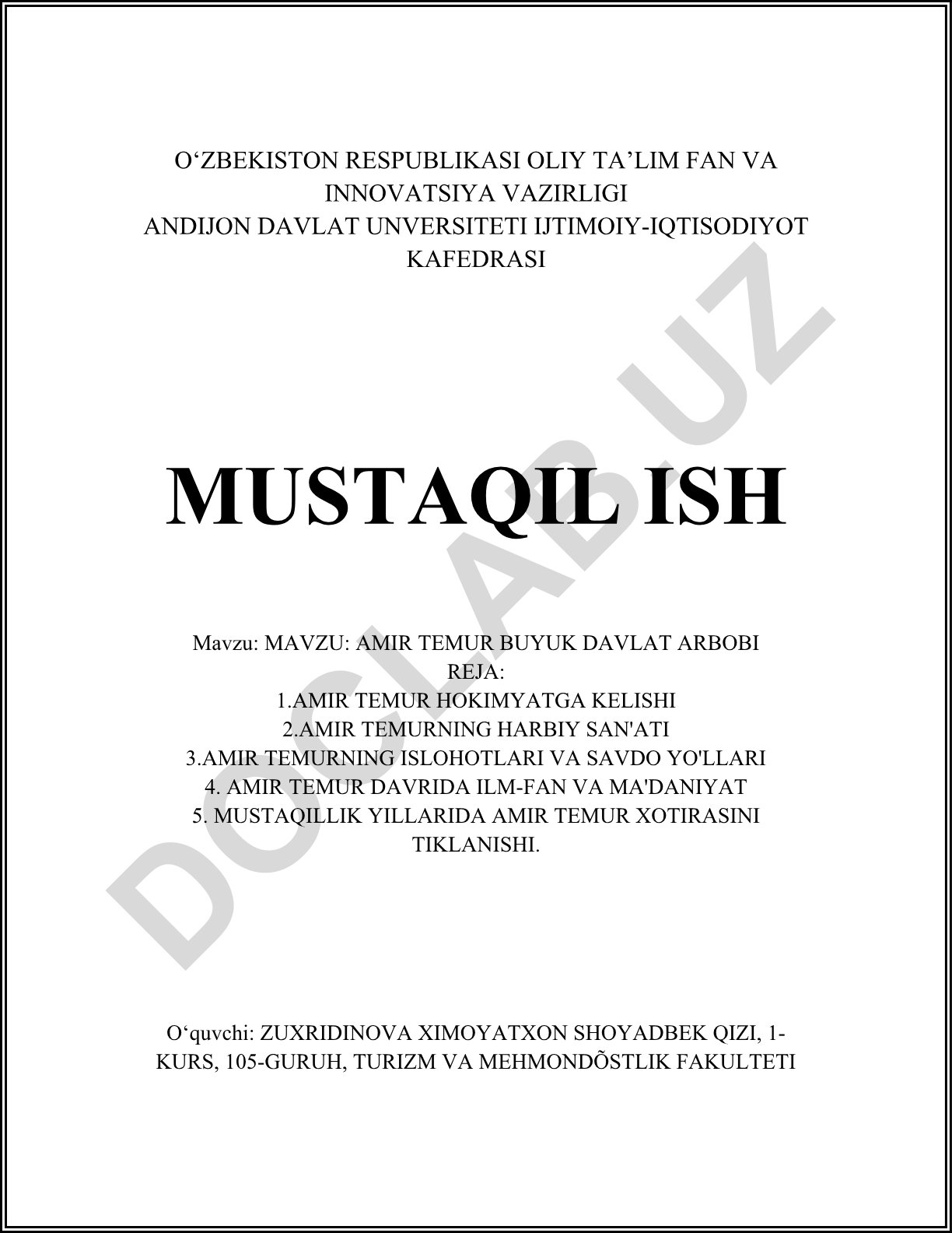 Amir Temur buyuk davlat arbobi