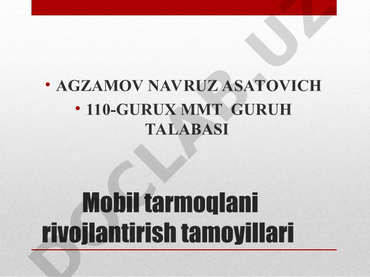 Mobil tarmoqlarni rivojlantirish tamoyillari va 5G texnologiyasi