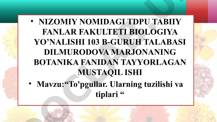 To'pgullar. Ularning tuzilishi va tiplari