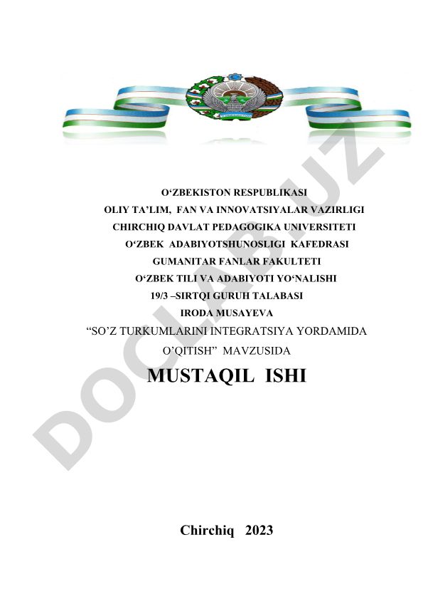 So'z turkumlarini integratsiya yordamida o'qitish