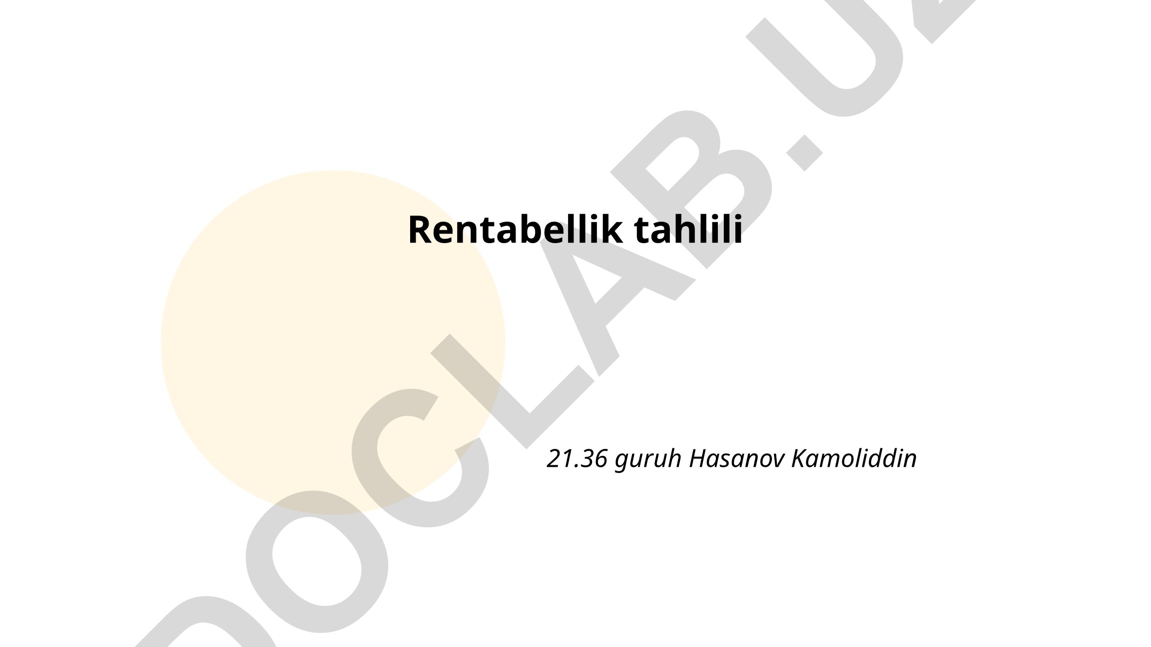 Rentabellik tahlili