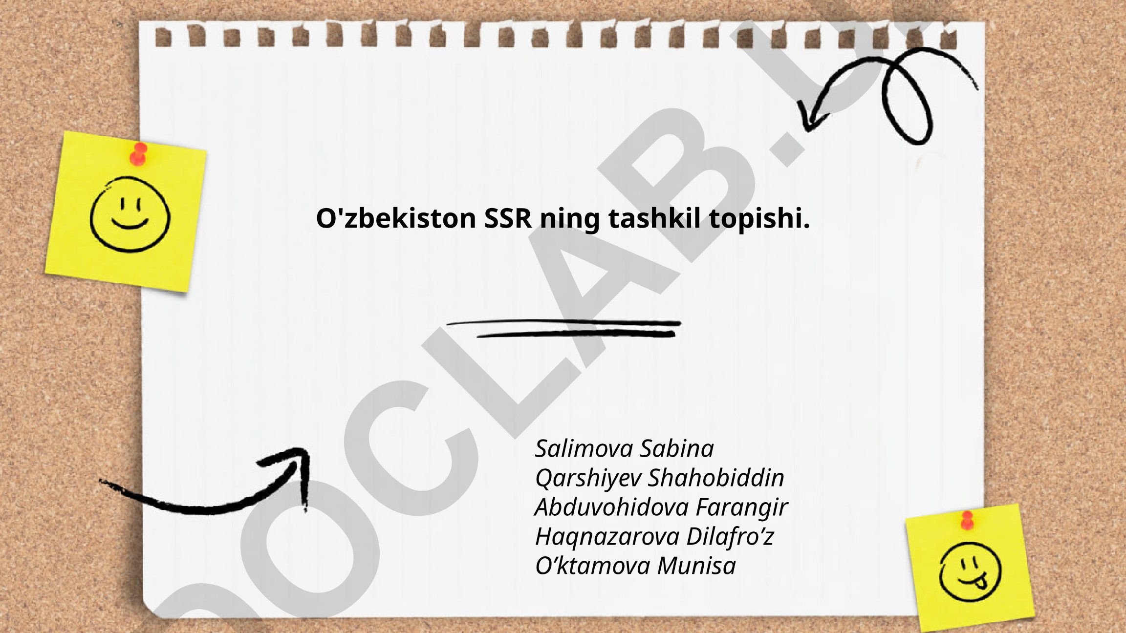 O'zbekiston SSR ning tashkil topishi