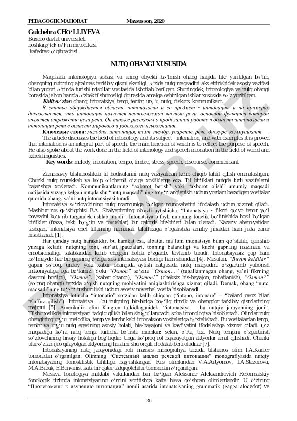 Nutq ohangi xususida