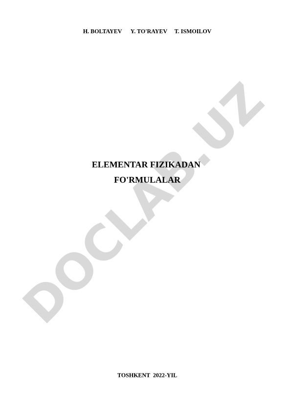 Elementar fizikadan formulalar