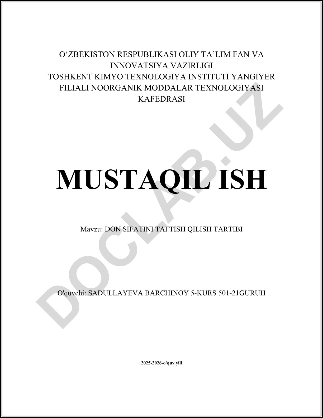 Don sifatini taftish qilish tartibi