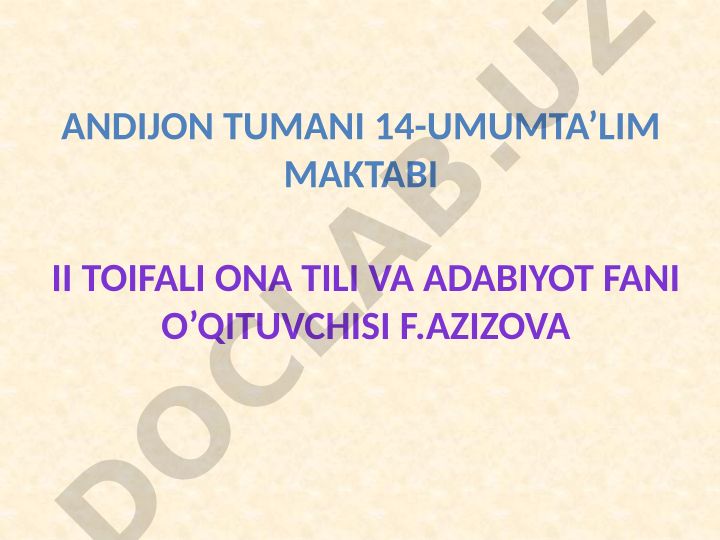 Fe'l so'z turkumi haqida dars