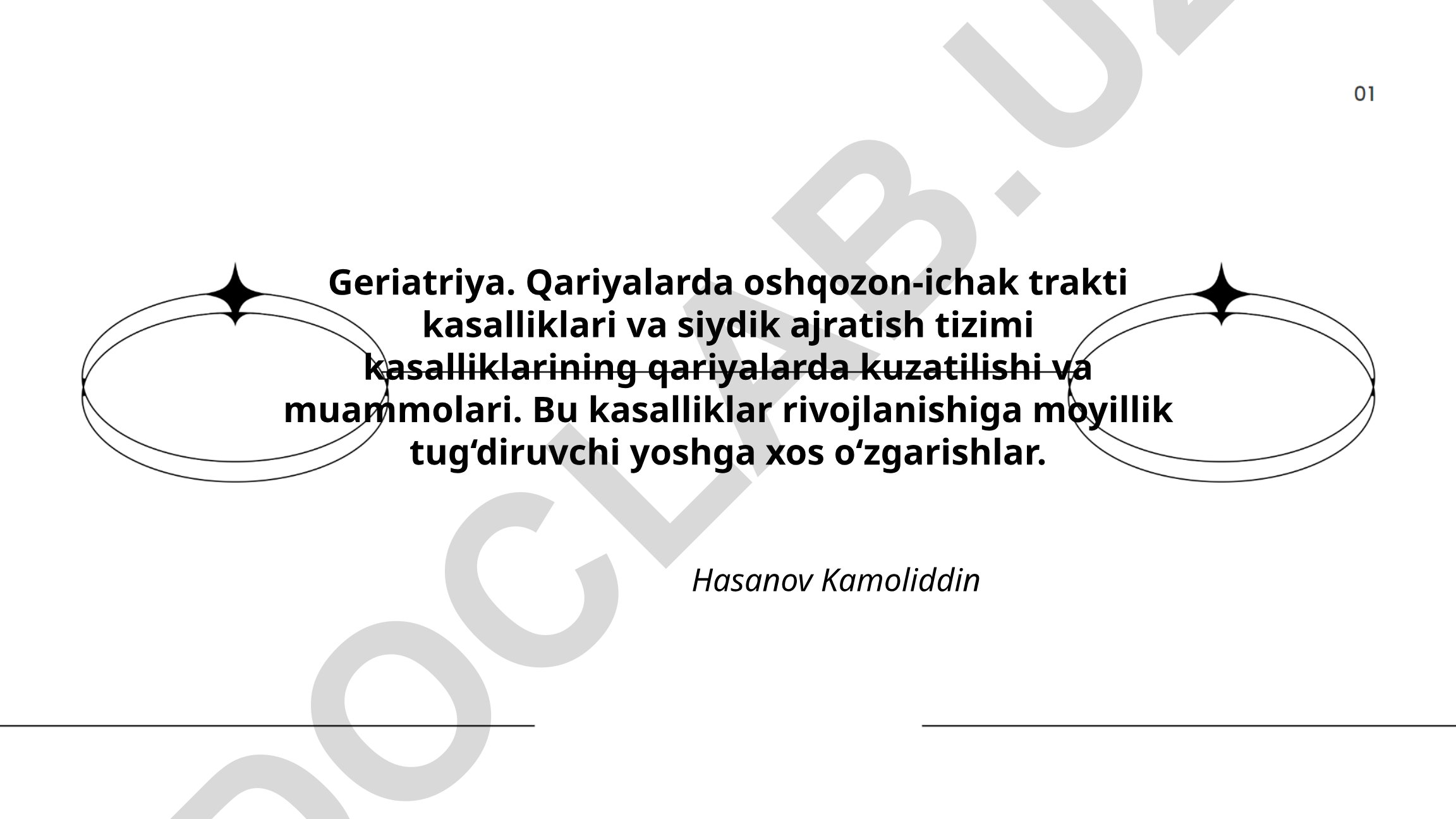 Qariyalarda oshqozon-ichak trakti va siydik ajratish tizimi kasalliklari