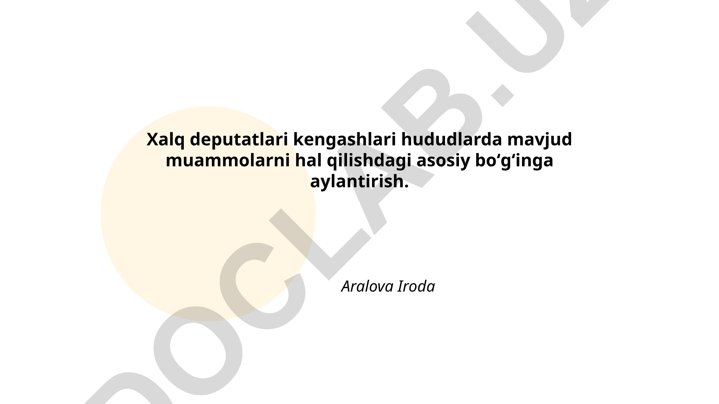 Xalq deputatlari kengashlari hududlarda mavjud muammolarni hal qilishdagi asosiy boʻgʻinga aylantirish