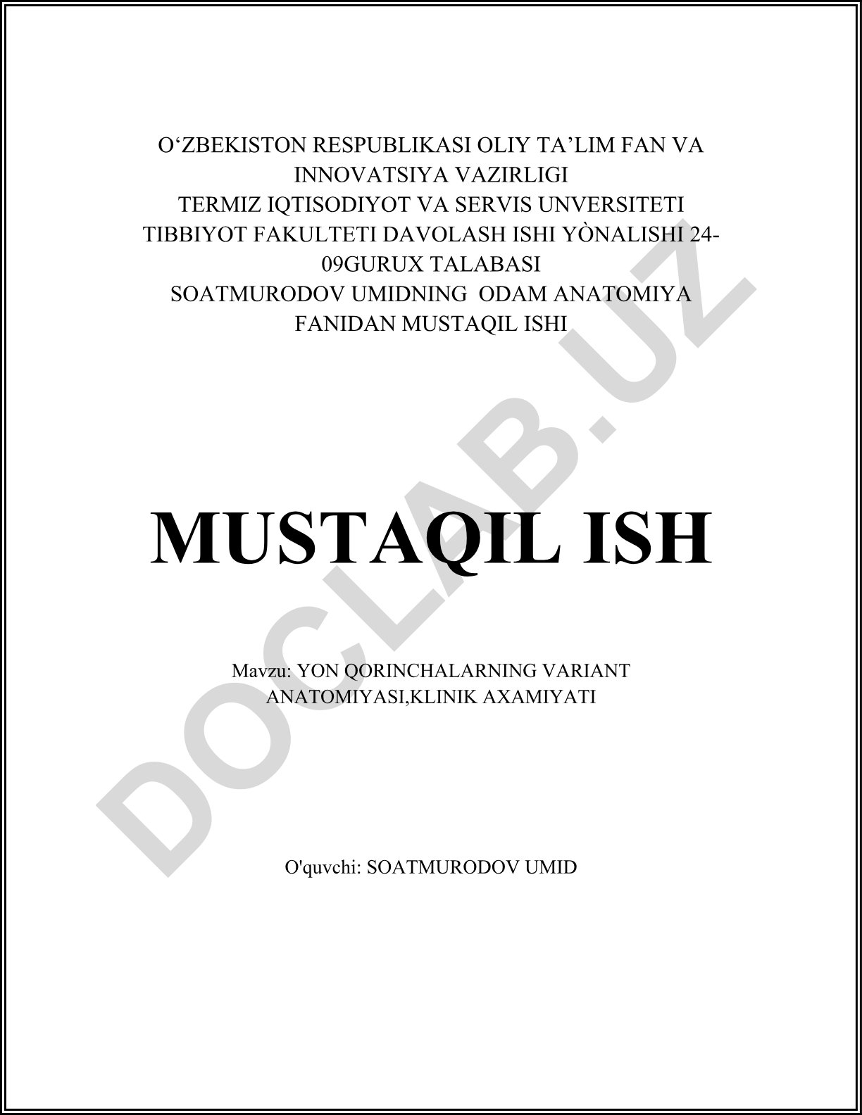 Yon qorinchalarning variant anatomiyasi, klinik ahamiyati