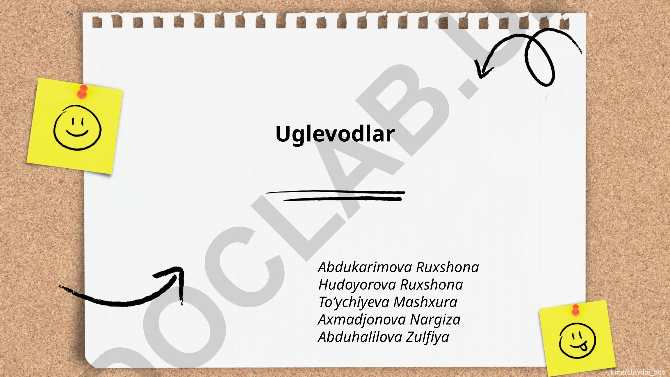 Uglevodlar turlari va ularning xususiyatlari