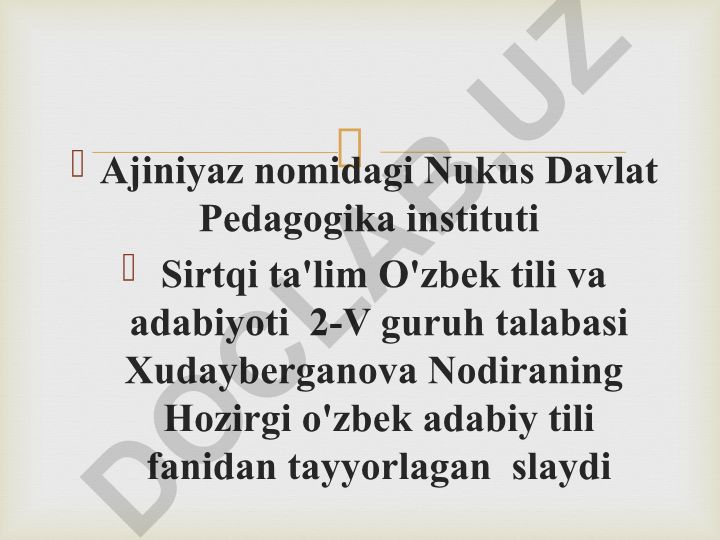 O'zbek adabiy tilining me'yorlari va nutq madaniyati