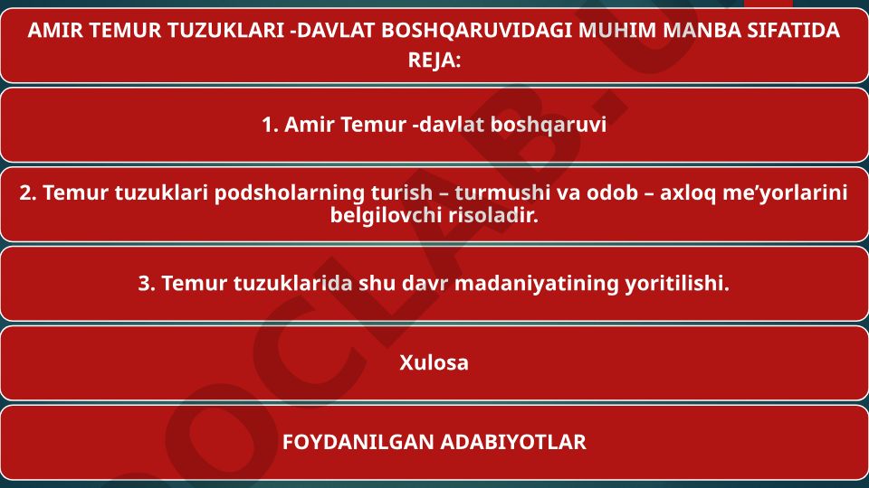 Amir Temur Tuzuklari - davlat boshqaruvidagi muhim manba