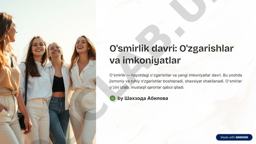 O'smirlik davri: O'zgarishlar va imkoniyatlar