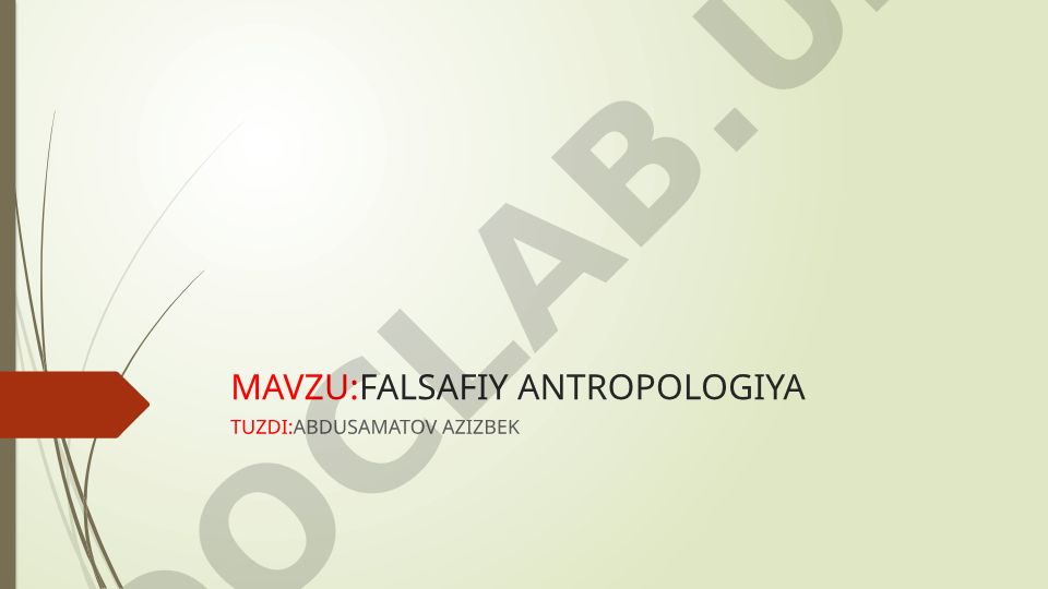 Falsafiy antropologiya tuzdi: Abdusamatov Azizbek