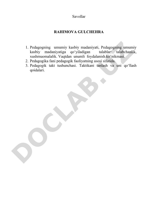 Pedagogning umumiy kasbiy madaniyati va pedagogik odob
