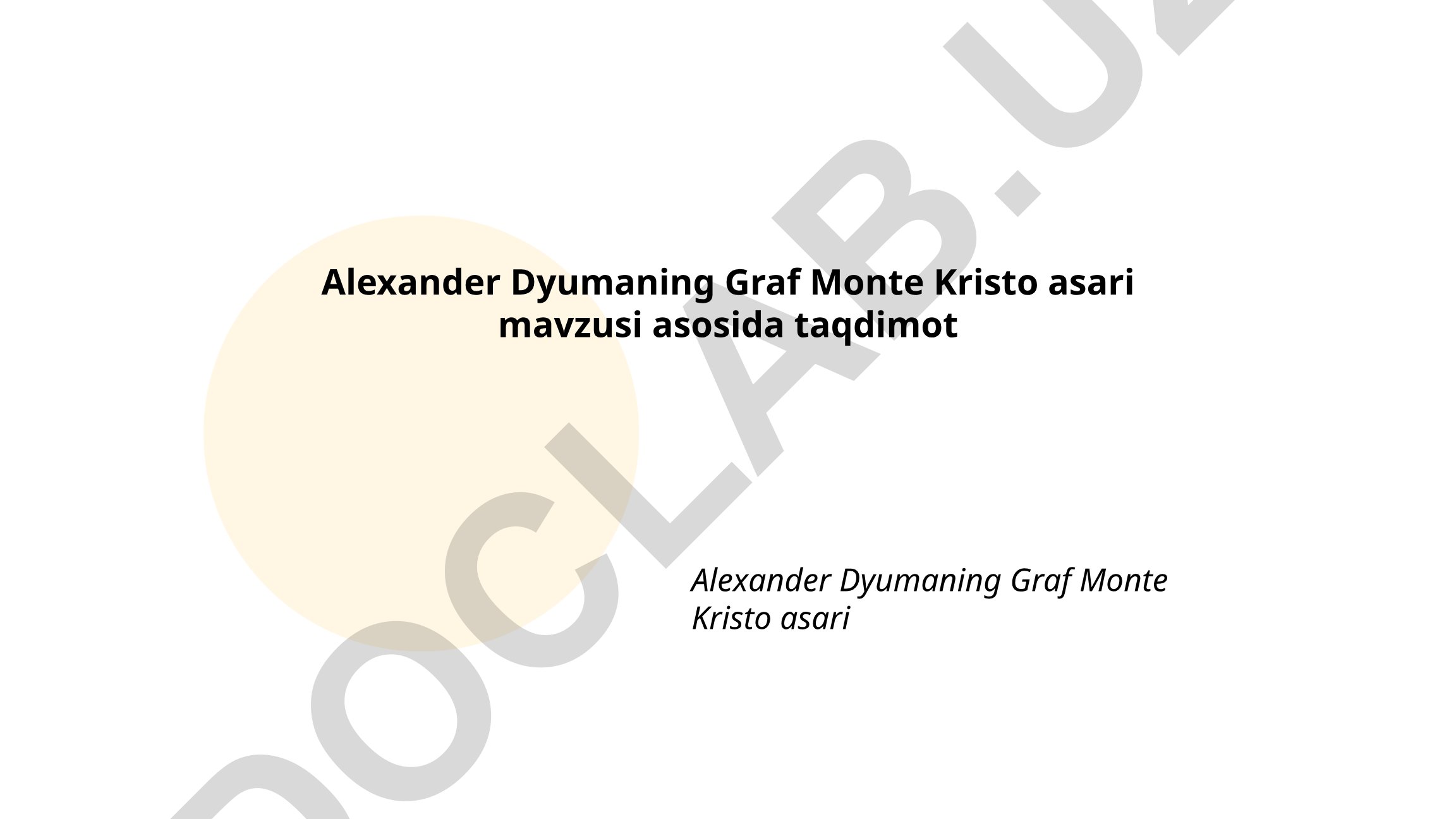 Alexander Dyumaning Graf Monte Kristo asari