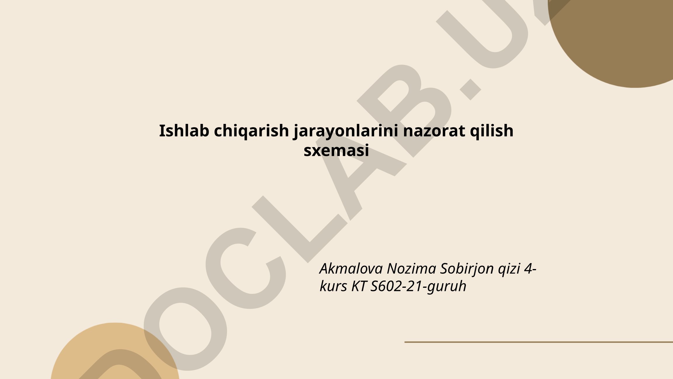 Ishlab chiqarish jarayonlarini nazorat qilish sxemasi