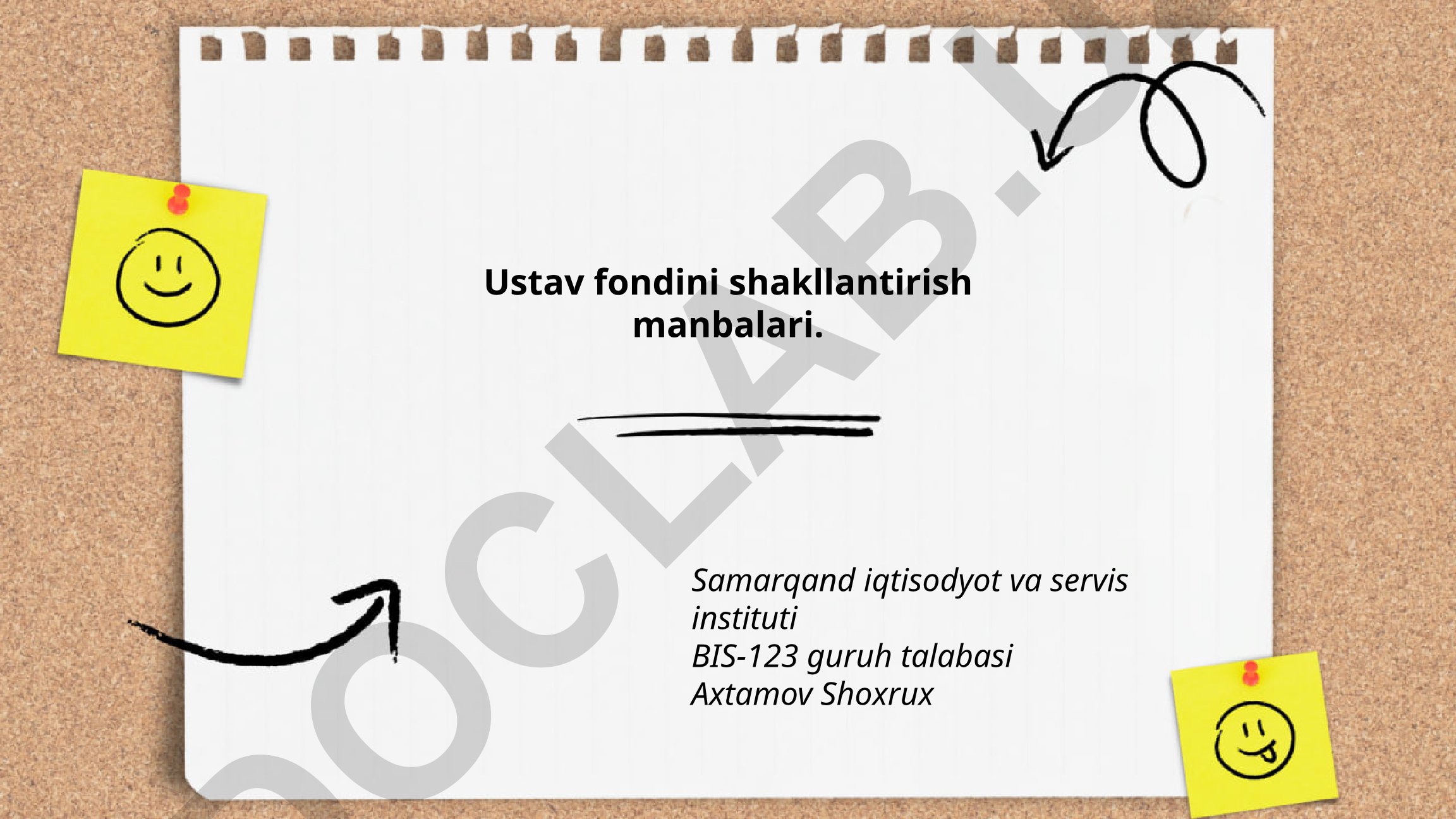 Ustav fondini shakllantirish manbalari