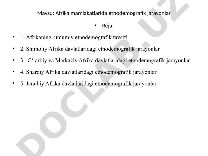 Аfrika mamlakatlarida etnodemografik jarayonlar