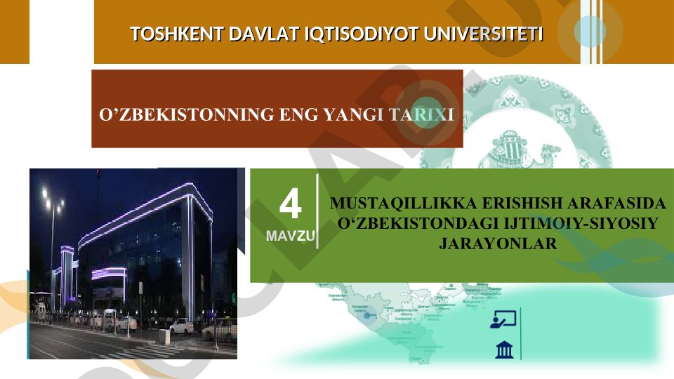 O'zbekistonning eng yangi tarixi: Mustaqillikka erishish arafasidagi ijtimoiy-siyosiy jarayonlar