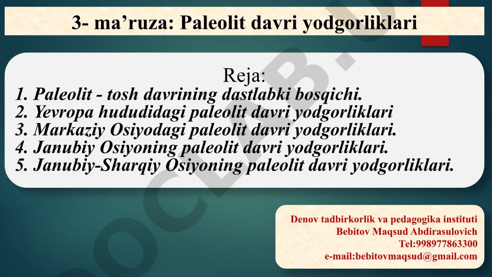 Paleolit davri yodgorliklari