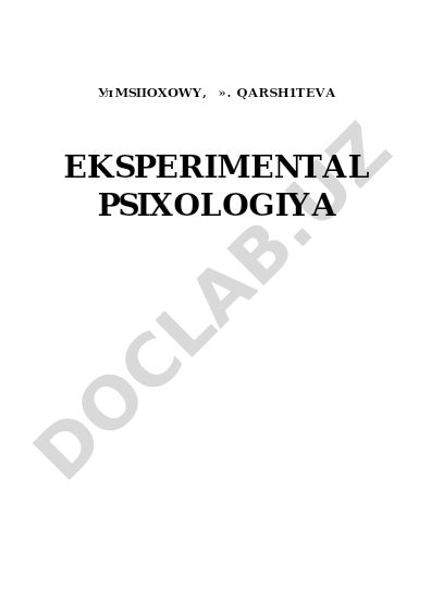 Eksperimental psixologiya