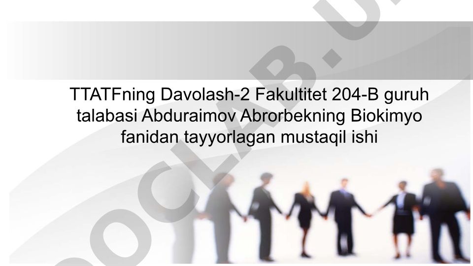 Transminazalar. Katepsinlar. Giperammonimiya va uning turlari, uning tashxis qo’yishdagi klinik ahamyati